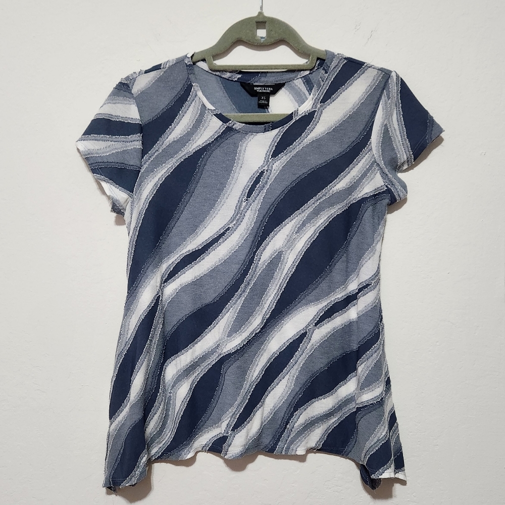 Blue Short Sleeve Blouse